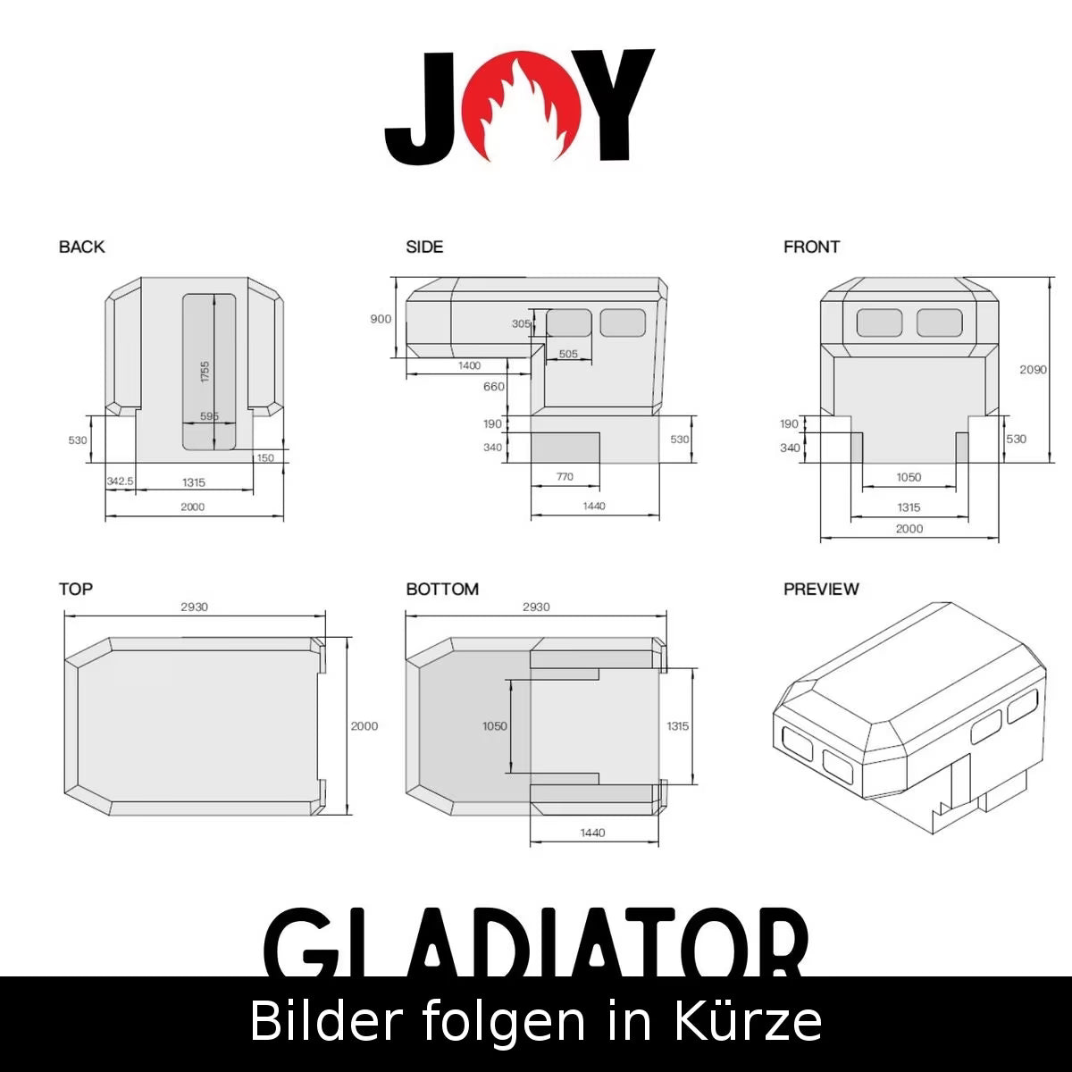 JOY Gladiator GFK-Monobloc Pickup-Wohnkabine Vollausstattung